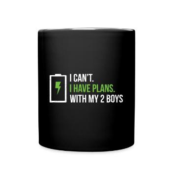 Mutter von 2 Jungen Design für eine Mutter von 2 - Tasse einfarbig - Schwarz - Vorne