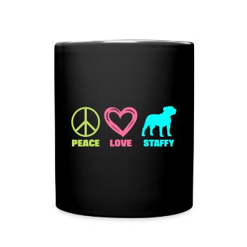Staffordshire Bull Terrier Staffy Maman Paix Amour - Mug uni - noir - Devant