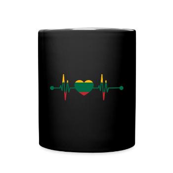 Herzschlag Litauer Litauen - Tasse einfarbig - Schwarz - Vorne