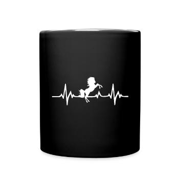 Pferde Herzschlag - Tasse einfarbig - Schwarz - Vorne