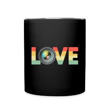 Photography Camera Lens Retro Love - Tasse einfarbig - Schwarz - Vorne