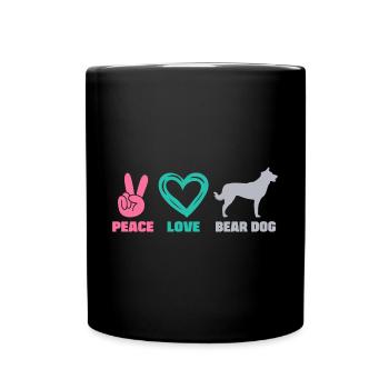 Germanischer Karelischer Bärenhund Peace Love - Tasse einfarbig - Schwarz - Vorne
