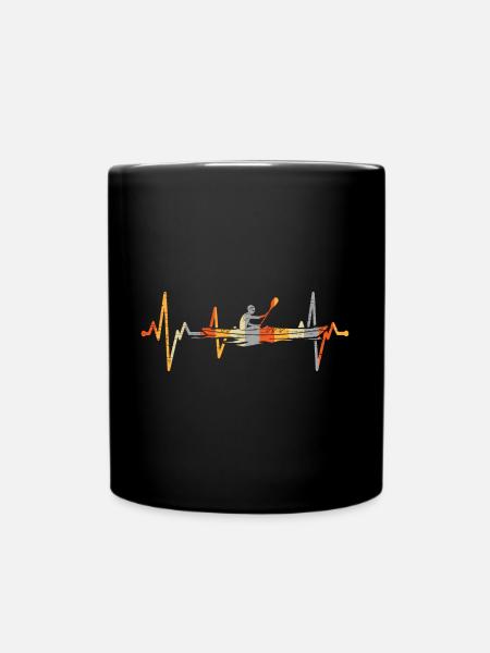 Vintage Herzschlag Kajak - Tasse einfarbig - Schwarz