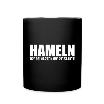 Hameln Koordinaten - Tasse einfarbig - Schwarz - Vorne