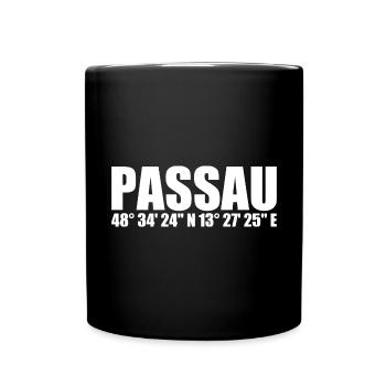 Passau Koordinaten - Tasse einfarbig - Schwarz - Vorne