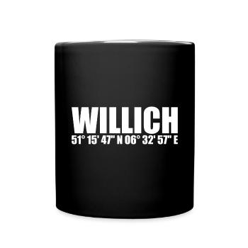 Willich Koordinaten - Tasse einfarbig - Schwarz - Vorne