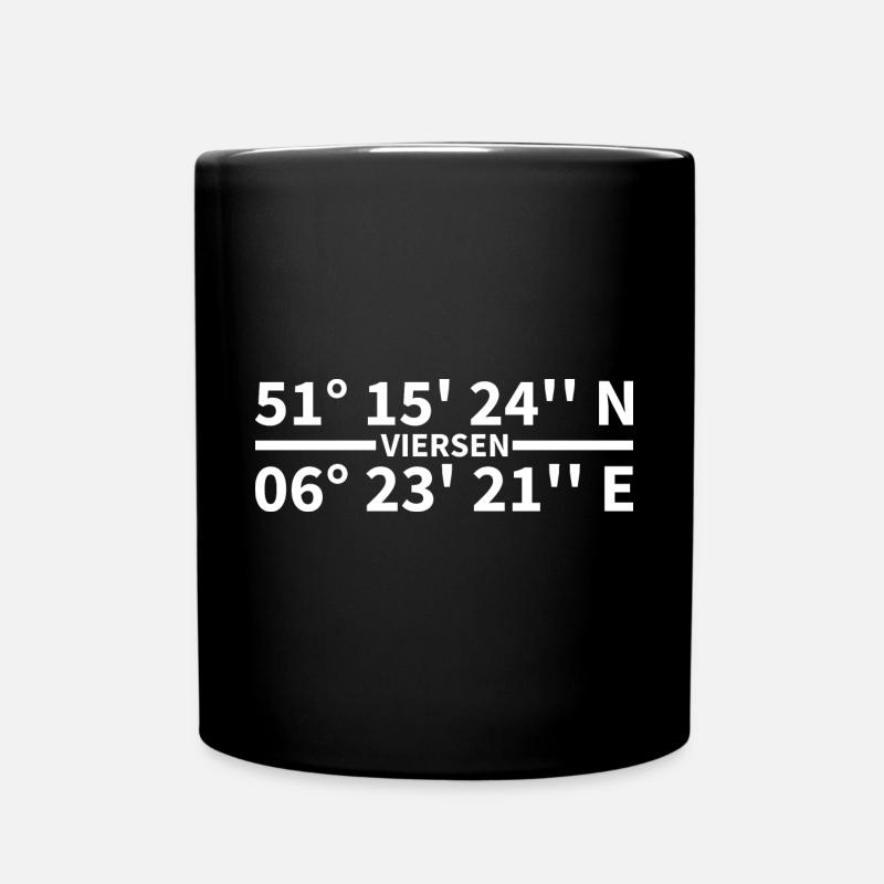 Viersen Koordinaten - Tasse einfarbig - Schwarz