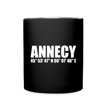 Coordonnées d’Annecy - Mug uni - noir - Devant