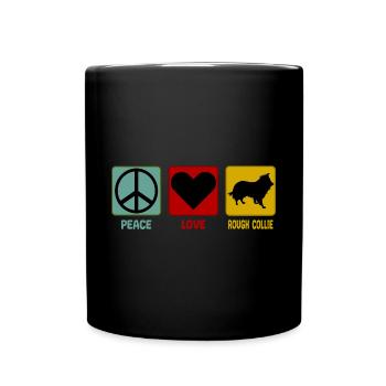 Langhaarcollie Langhaar Rough Collie Peace Love - Tasse einfarbig - Schwarz - Vorne
