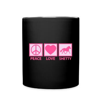 Shetland Pony Shetland Pony Peace Love Dictons Rose - Mug uni - noir - Devant