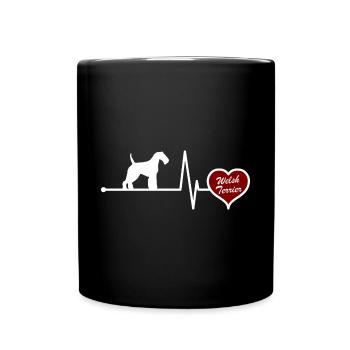 Welsh Terrier Hund Mom Herzschlag Lustig - Tasse einfarbig - Schwarz - Vorne
