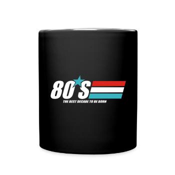 80er Jahre Jahrzehnt Grafik - Tasse einfarbig - Schwarz - Vorne
