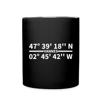 Vannes Koordinaten - Tasse einfarbig - Schwarz - Vorne