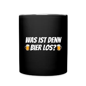 Das Was ist denn Bier los? - Männertag Spruch - Tasse einfarbig - Schwarz - Vorne