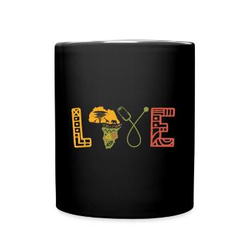 Love Africa Carte Art Noir Africain - Mug uni - noir - Devant