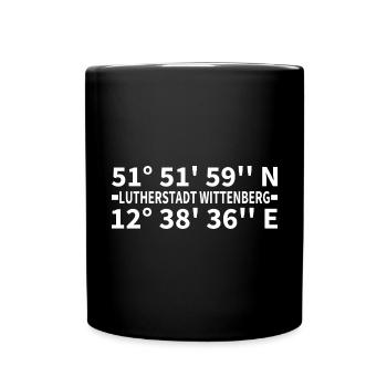 Lutherstadt Wittenberg Koordinaten - Tasse einfarbig - Schwarz - Vorne
