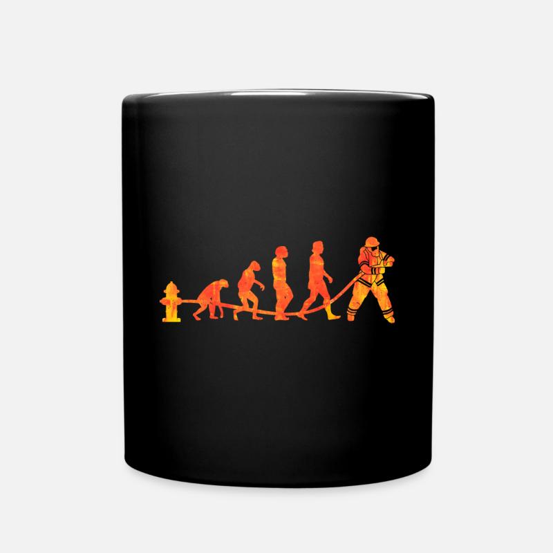 Feuerwehr Evolution - Feuer löschen - Tasse einfarbig - Schwarz