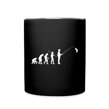Evolution Angeln Fischer Fischen Angel Angler - Tasse einfarbig - Schwarz - Vorne