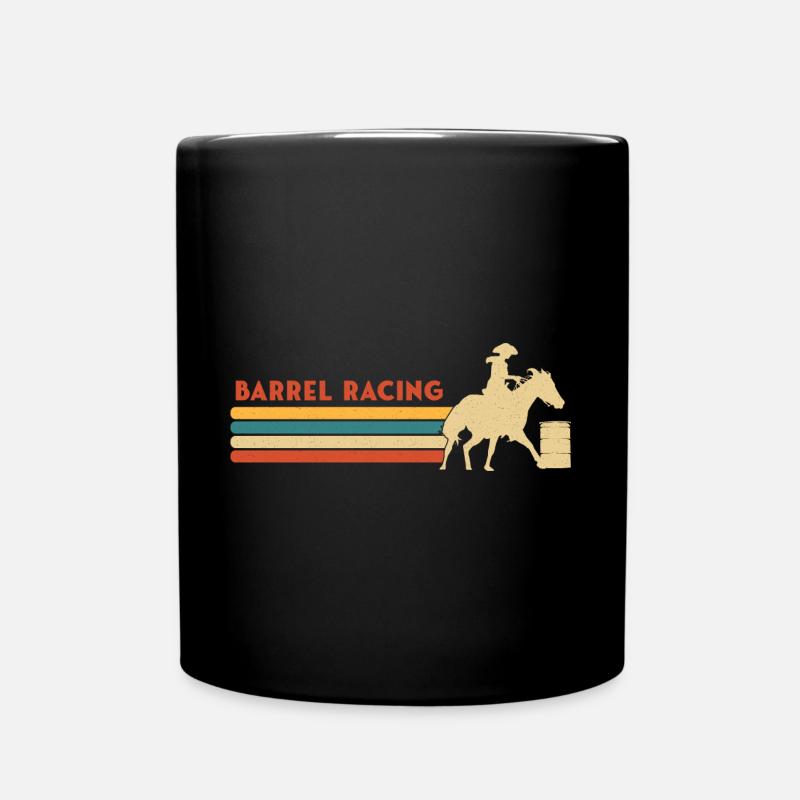 Course de barils rétro Western Barrel Vintage Horse L - Mug uni - noir