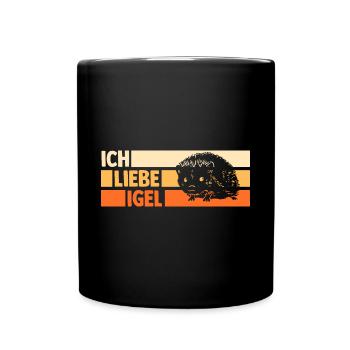 Tiermotiv Igel - Tasse einfarbig - Schwarz - Vorne