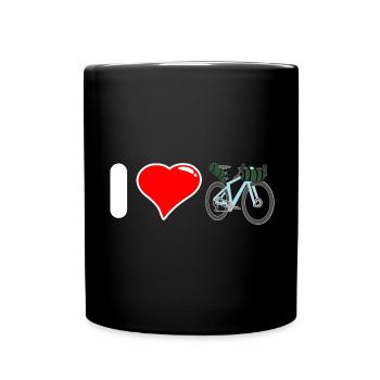 I Love Bike Packing Ich liebe Fahrradreisen - Full Colour Mug - black - Front
