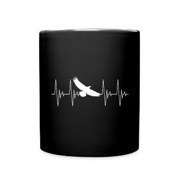 Adler weiß Herzschlag Tiere Vogel Greifvogel EKG - Tasse einfarbig - Schwarz - Vorne