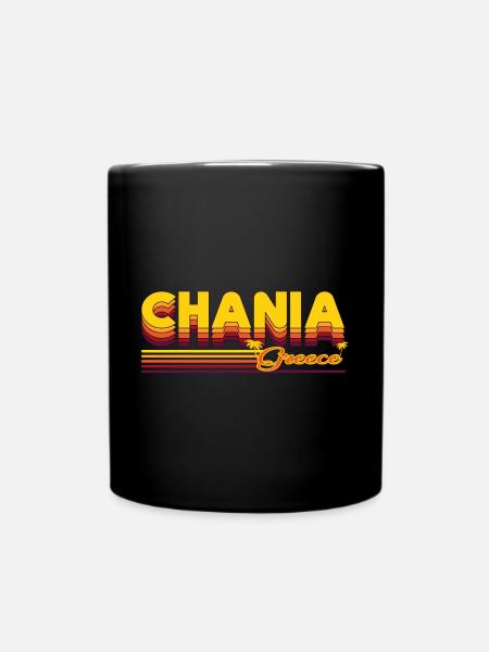 Chania: Mediterranes Retro-Design - Tasse einfarbig - Schwarz