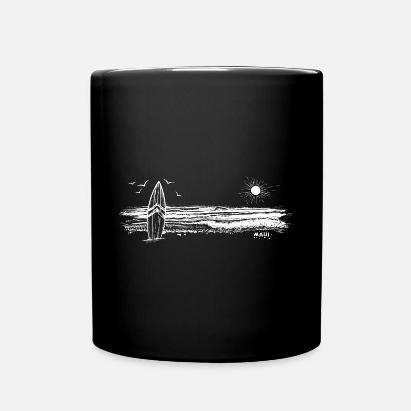 Cool Maui Hawaii Beach Palm Tree Vacation Souvenir - Full Colour Mug - black