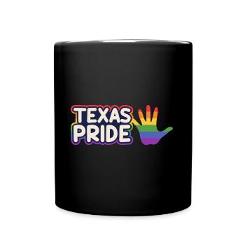 Stolzes Regenbogenflaggendesign für LGBT+ Texaner - Tasse einfarbig - Schwarz - Vorne