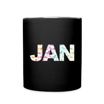 JAN - Beautiful boy name with dinosaur - Full Colour Mug - black - Front