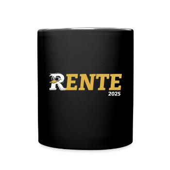 Rente Ente Cartoon 2025 - Tasse einfarbig - Schwarz - Vorne