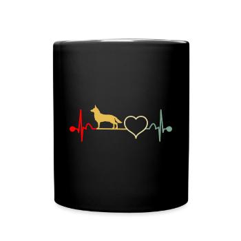 German Shepherd heartbeat Vintage baby Birthday - Full Colour Mug - black - Front