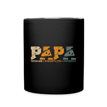Papa Ehemann Beschützer Held - Tasse einfarbig - Schwarz - Vorne