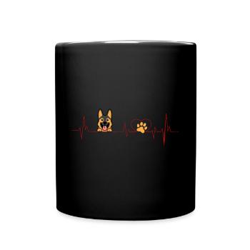 German Shepherd Heartbeat Funny - Full Colour Mug - black - Front