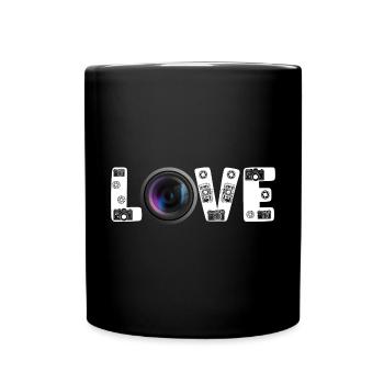 Photography Camera Lens Retro Love - Tasse einfarbig - Schwarz - Vorne