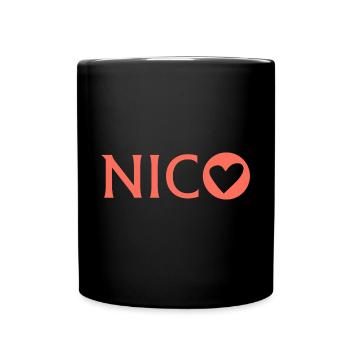 Liebe und Herzen für Nico - Tasse einfarbig - Schwarz - Vorne