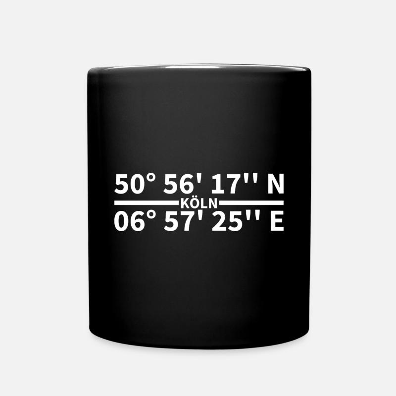 Köln Koordinaten - Tasse einfarbig - Schwarz