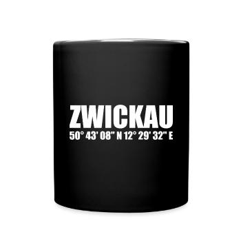 Zwickau Koordinaten - Tasse einfarbig - Schwarz - Vorne
