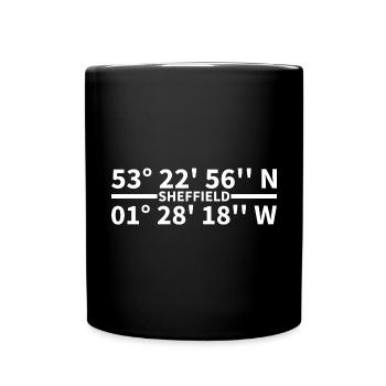 Sheffield Koordinaten - Tasse einfarbig - Schwarz - Vorne