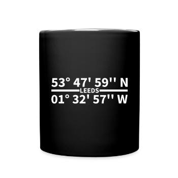Leeds Koordinaten - Tasse einfarbig - Schwarz - Vorne