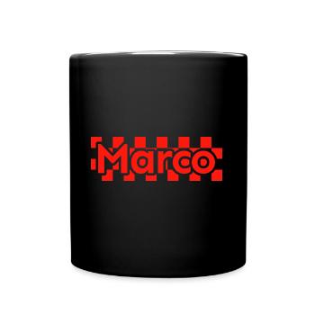 Schachbretttext Vorname Mann Nachname Marco - Tasse einfarbig - Schwarz - Vorne