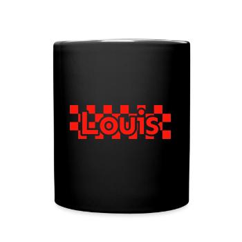 Damier Texte Prénom Homme Nom Louis - Mug uni - noir - Devant