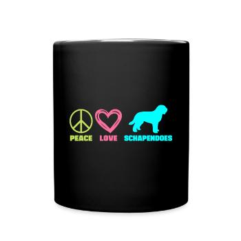 Schapendoes Hund Mama Frauchen Peace Love Spruch - Tasse einfarbig - Schwarz - Vorne