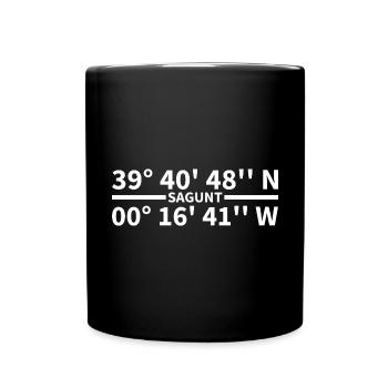 Sagunt Koordinaten - Tasse einfarbig - Schwarz - Vorne
