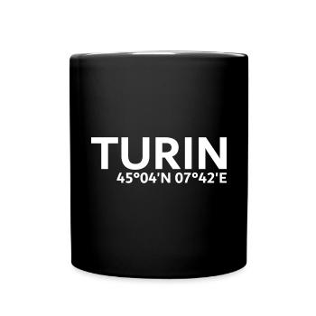 Turin Koordinaten - Tasse einfarbig - Schwarz - Vorne