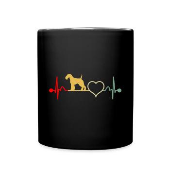Welsh Terrier Heartbeat Vintage - Full Colour Mug - black - Front