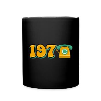 70er Jahre Retro Telefon Nostalgie Design - Tasse einfarbig - Schwarz - Vorne
