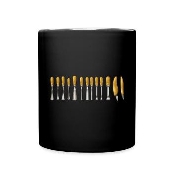 Holzbearbeitung Schnitzerei Schreiner - Tasse einfarbig - Schwarz - Vorne