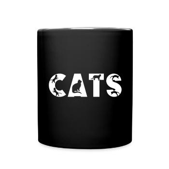 Lustige Katzen in Buchstaben Funny Cats in Letters - Full Colour Mug - black - Front