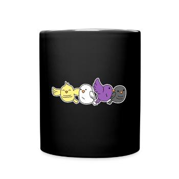 Non-binary flag bird design for proud Enbys - Full Colour Mug - black - Front
